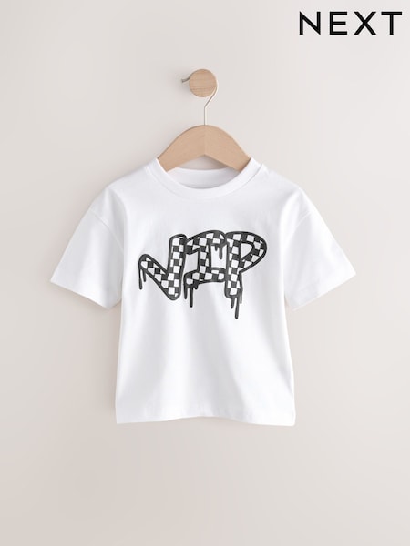 White/Black Graffiti Short Sleeve Graphic T-Shirt (3mths-7yrs) (E98474) | AED17 - AED25