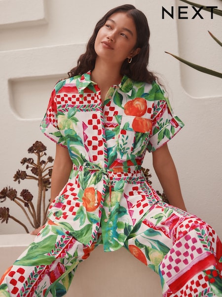 Multi Bright 100% Cotton Tie Waist Shirt (E98556) | AED73