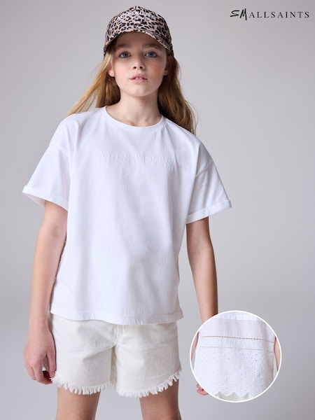 smALLSAINTS White Girls 100% Cotton Broderie Back T-Shirt (E98626) | 1,562 UAH - 1,802 UAH