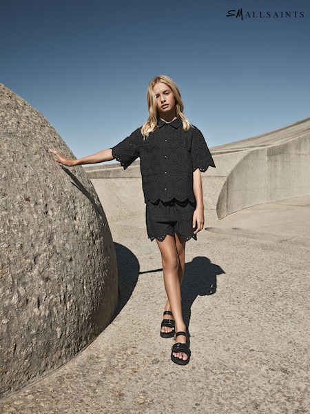 smALLSAINTS Black Girls 100% Cotton Broderie Shirt and Shorts Set (E98628) | €64 - €69