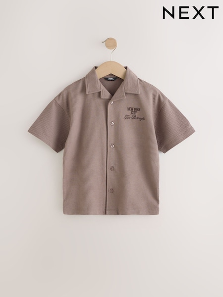 Marrón claro - Textured Jersey Shirt (3-16yrs) (E98647) | 18 € - 24 €