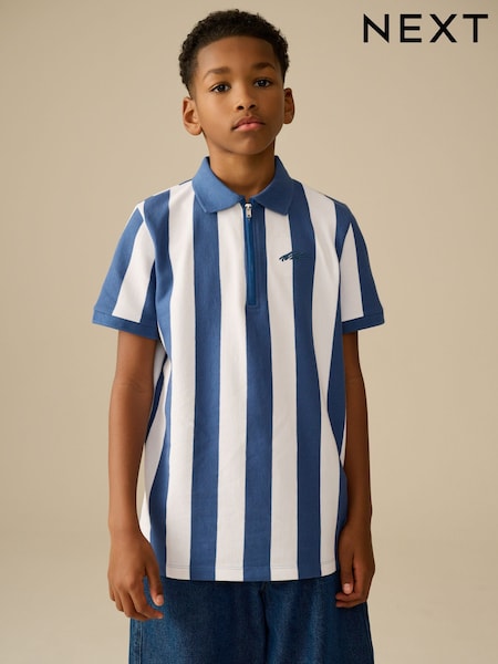 Blue/White Stripe Short Sleeve Polo Shirt (3-16yrs) (E98657) | €17 - €24