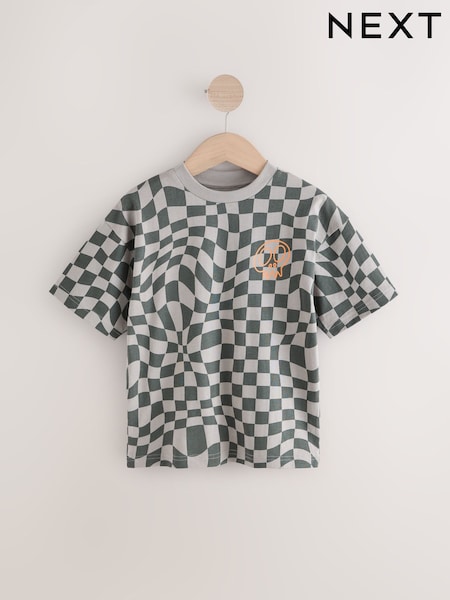 Harmaa shakkilauta - Relaxed Fit Short Sleeve Graphic Print T-shirt (3-16yrs) (E98693) | €11 - €16