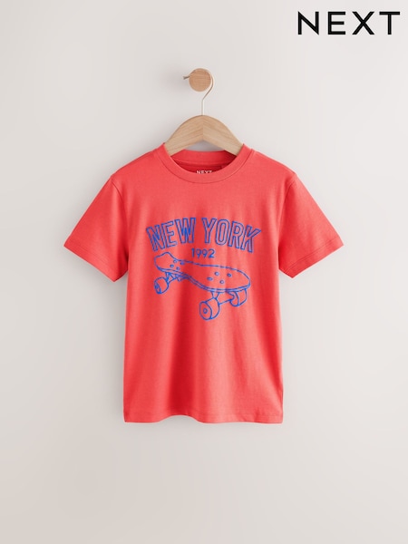 Red Skateboard Regular Fit Short Sleeve Graphic 100% Cotton T-Shirt (3-16yrs) (E98706) | €8 - €12