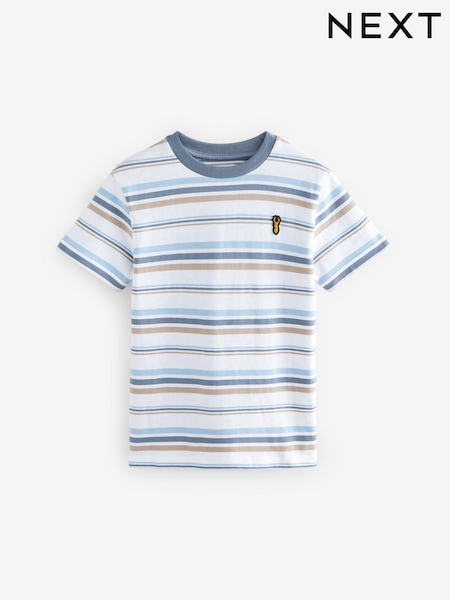Blue/Ecru Regular Fit Stripe Short Sleeve T-Shirt (3-16yrs) (E98712) | €11 - €15