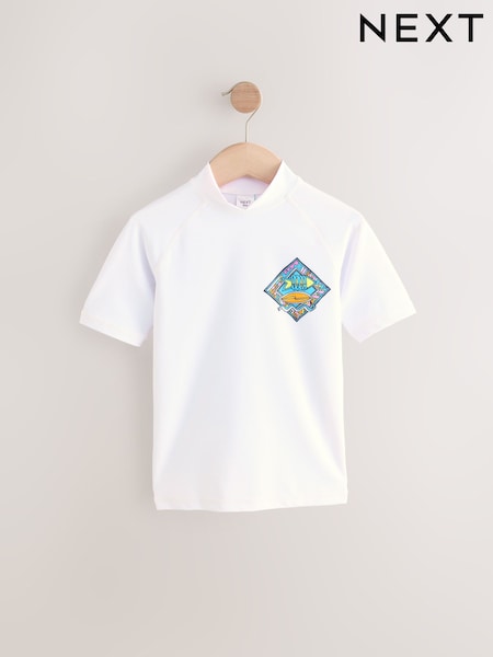 White/Green Short Sleeve Rash Vest (1.5-16yrs) (E98723) | €13 - €22.50