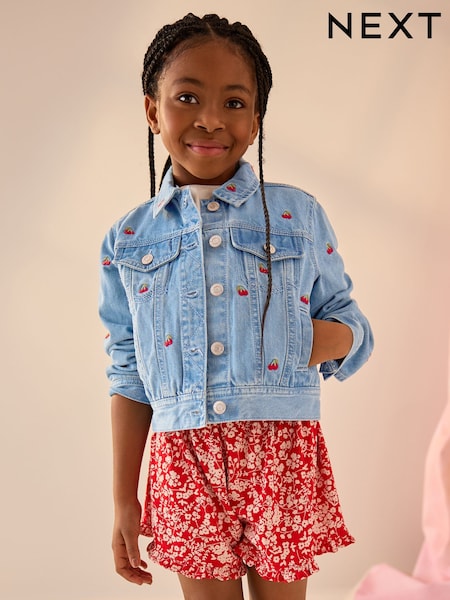 Blue Denim 100% Cotton Cherry Western Jacket (3-16yrs) (E98791) | R$ 195 - R$ 255
