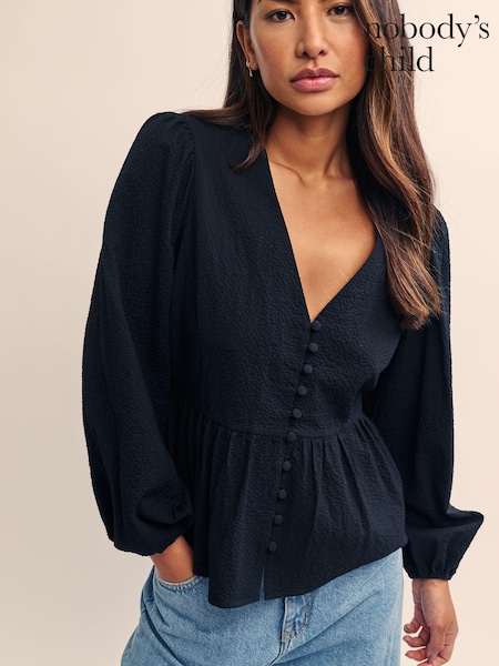 Nobodys Child Black 100% Cotton Ria Blouse (E98793) | €33