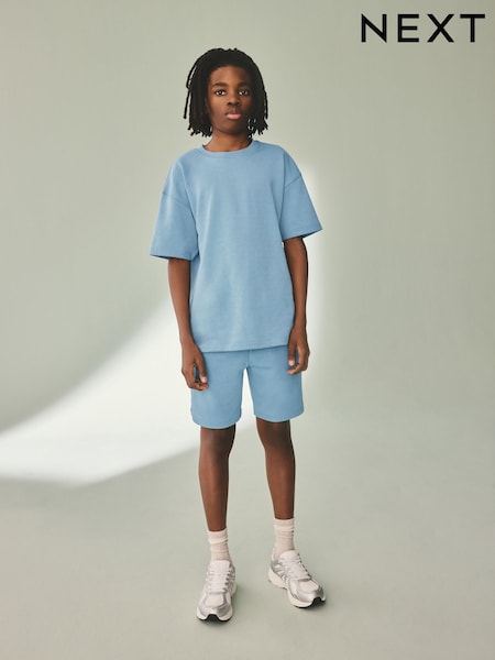 Blue Relax Fit Heavyweight T-Shirt And Shorts Set (3-16yrs) (E98803) | €18 - €29