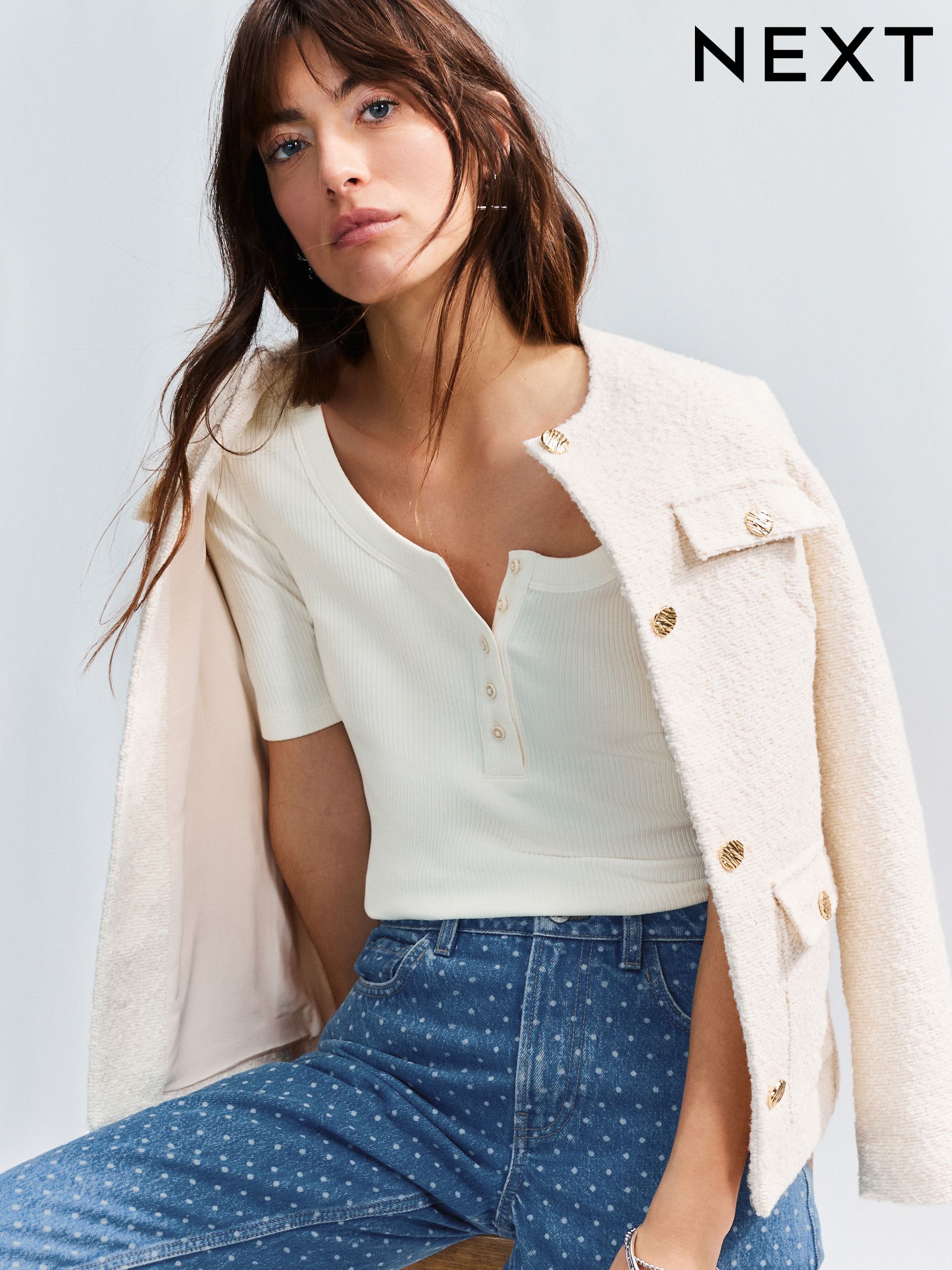 Buy Women's Nightwear White Henley Casual Online | Next Poland