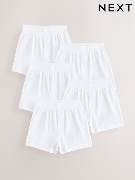 White Loose Fit 100% Cotton Boxers 5 Pack (1.5-16yrs) (E98849) | €21 - €29