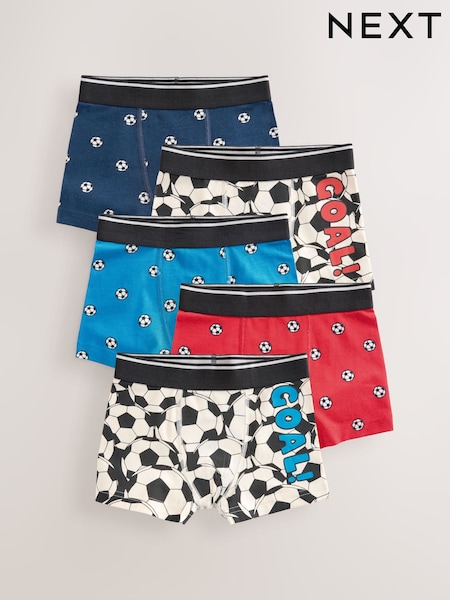 Red/Blue Football Trunks 5 Pack (2-16yrs) (E98850) | $25 - $33