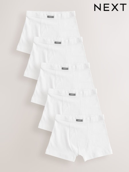أبيض - Soft Waistband Trunks 5 Pack (2-16yrs) (E98856) | ‏7 ر.ع.‏ - ‏10 ر.ع.‏