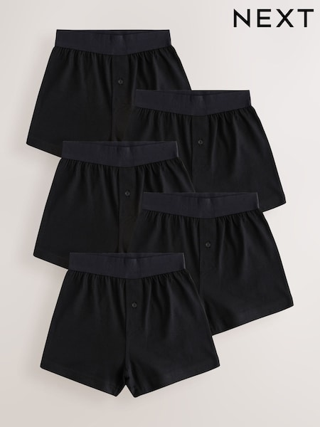 Black Loose Fit 100% Cotton Boxers 5 Pack (1.5-16yrs) (E98874) | €17.50 - €24