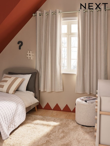 Rust Stripe Eyelet Blackout Curtains (E98898) | €75 - €130