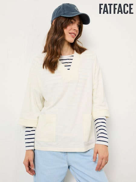 FatFace Ivory Mia V-Neck T-Shirt (E98937) | €42