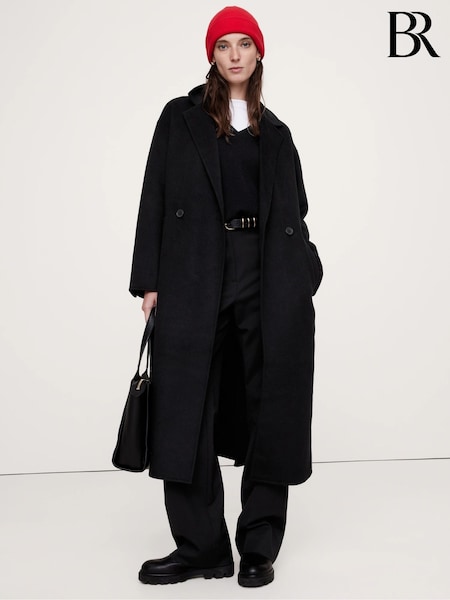 Banana Republic Black Double-Faced Wrap Coat (E98946) | €389