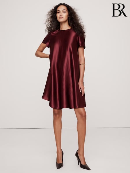 Banana Republic Red Aurelia Satin Trapeze Mini Dress (E98955) | €83