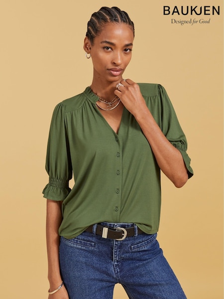Baukjen Green Noa Short Sleeve Blouse (E99007) | €127