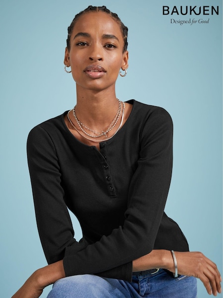 Baukjen 100% Cotton Henley Black Jumper (E99009) | AED172