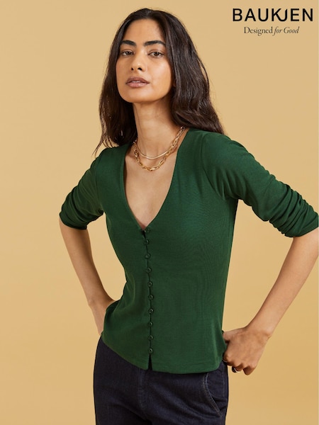 Baukjen Green Audrey Button Through Blouse (E99013) | 413 LEI