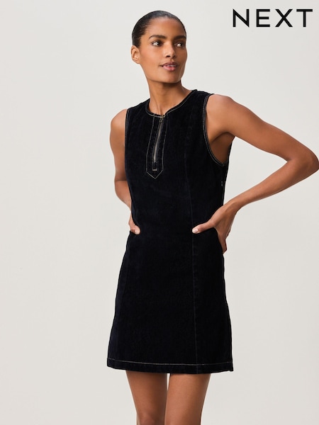Navy Blue Flocked Mini Dress (E99048) | AED140