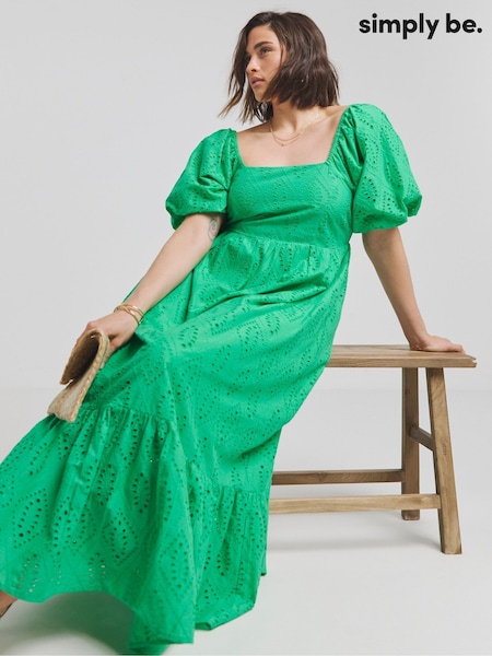Simply Be Green Broderie Maxi Dress (E99091) | €95
