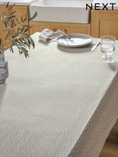 Natural 100% Cotton Geo Wipe Clean Tablecloth (E99102) | €30 - €41