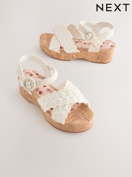 Bordado blanco - Cork Wedge Sandals (E99223) | 33 € - 43 €