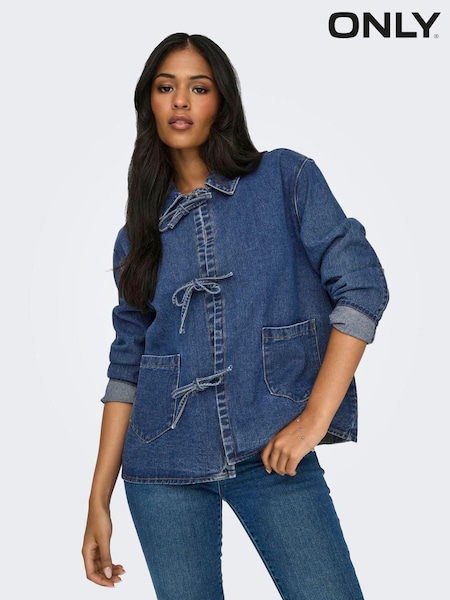 ONLY 100% Cotton Tie Front Bow Denim Jacket (E99244) | €28