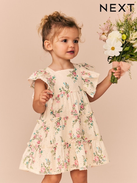 ורוד - Printed Broderie Dress (3mths-8yrs) (E99251) | ‏101‏₪ - ‏126‏ ₪