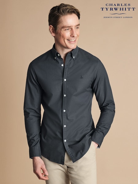 Charles Tyrwhitt Plain Slim Fit 100% Cotton Button-Down Stretch Washed 100% Cotton Oxford Shirt (E99342) | 101 €
