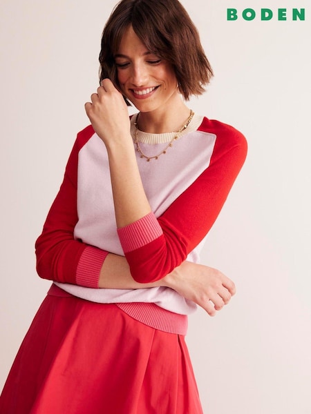 Boden Pink Meg Saddle Sleeve Jumper (E99362) | AED204