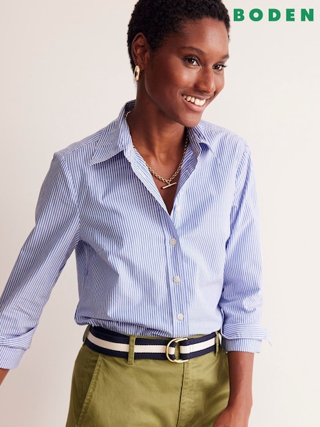 Boden Sky Navy Petite Petite Sienna 100% Cotton Shirt (E99423) | $96