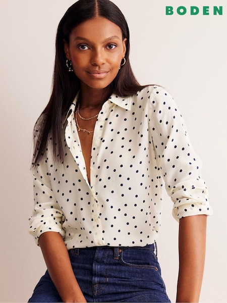 Boden Cream Dove Petite Sienna Silk Shirt (E99425) | €107
