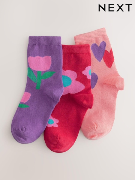 Rot/Violett - 3 Pack Cotton Rich Ankle Socks (E99468) | 7 € - 10 €