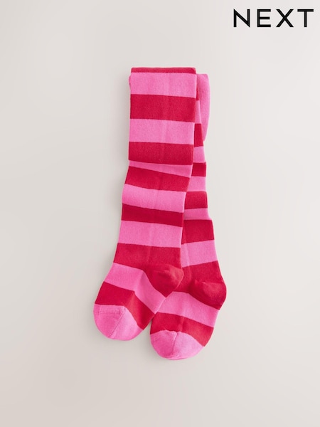 Pink/Red Cotton Rich Stripe Tights (E99480) | AED25 - AED30