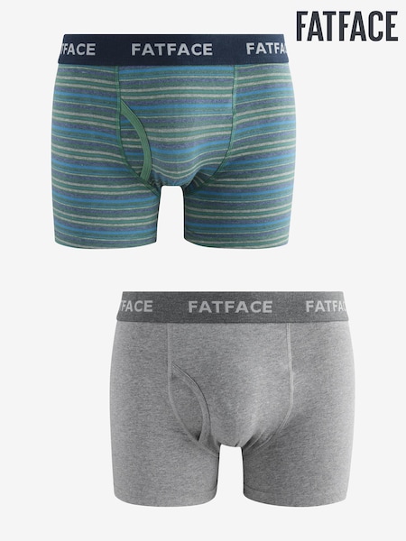 FatFace Grey & Green Stripe Classic Boxers 2 Pack (E99503) | €31
