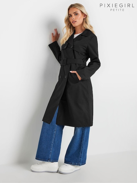 PixieGirl Petite Black Trench Coat (E99507) | €41.50