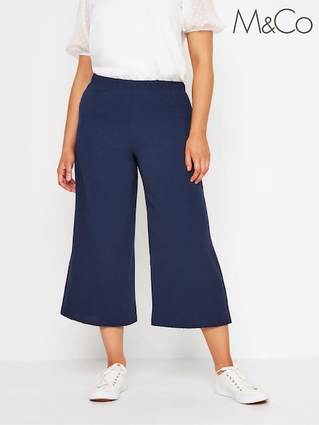 M&Co Blue Petite Ocean Crepe Soft Culottes (E99509) | 139 QAR