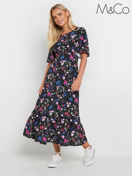 M&Co Petite Floral Flutter Sleeve Dress (E99512) | €47