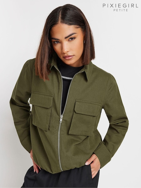 PixieGirl Petite Green Bomber Utility 100% Cotton Jacket (E99518) | €52