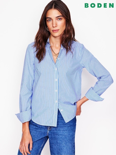 Boden Navy Blue Petite Petite Sienna 100% Cotton Shirt (E99539) | $96