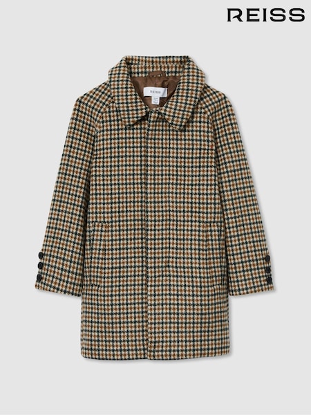 Reiss Brown Multi Region Wool-Blend Shephards Check Coat (E99553) | €171