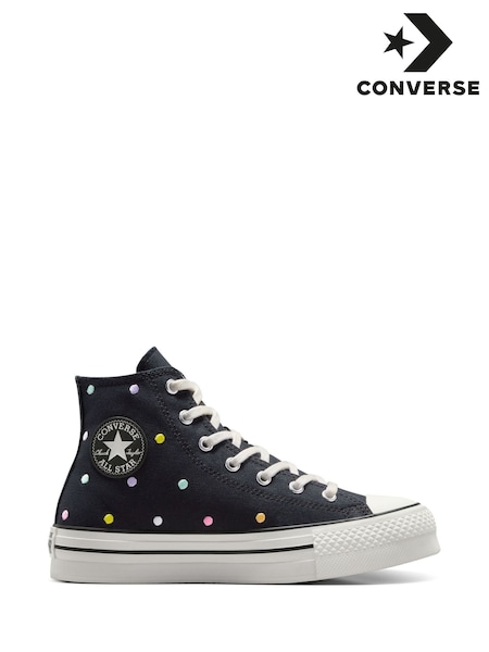 Converse Black Youth Chuck Taylor Embroidered EVA Lift Trainers (E99582) | €80