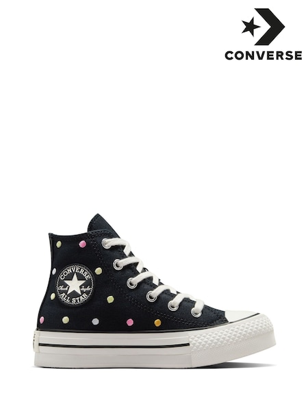 Converse Black Junior Chuck Taylor Embroidered EVA Lift Trainers (E99597) | €73