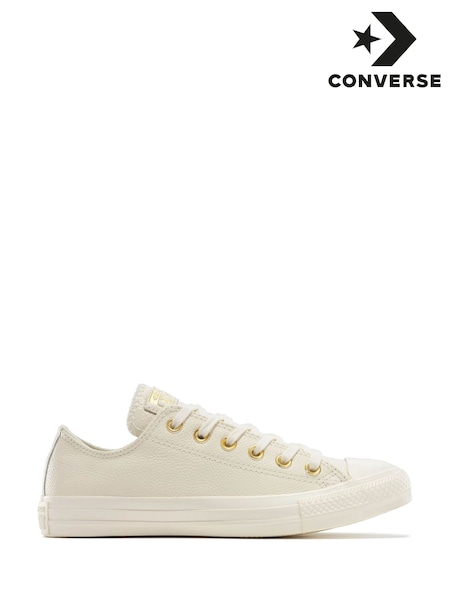 Белый/золотистый - Converse Chuck Taylor All Star Mono Leather Low Trainers (E99607) | €93