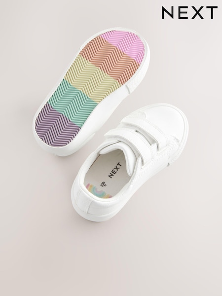 White Wide Fit (G) Chunky Trainers With Touch Fastening (E99688) | $26 - $30