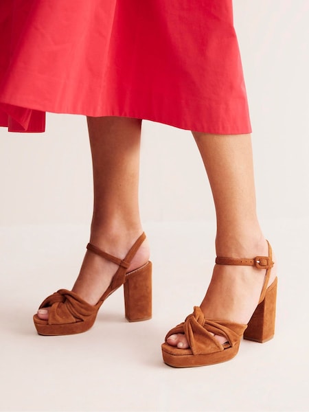 Boden Brown Twist Front Platform Sandals (E99706) | AED529