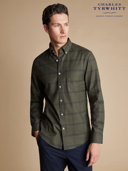 Charles Tyrwhitt Green Slim Fit Large Check Non-Iron Twill 100% Cotton Shirt (E99847) | AED204